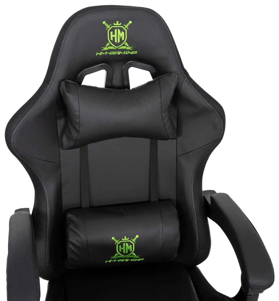 ΠΟΛΥΘΡΟΝΑ GAMING DARREN ΜΑΥΡΟ-ΠΡΑΣΙΝΟ PVC & NYLON 51x49x125Υεκ.