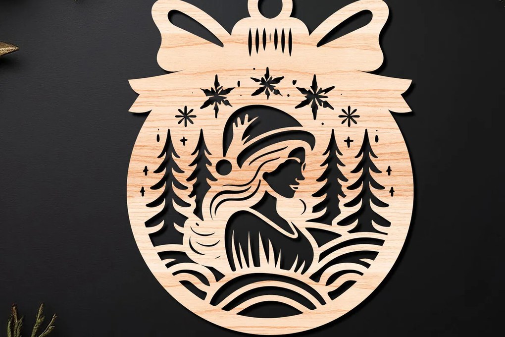 Σετ των 3 Intra απο ξύλο plywood 3mm-4mm πάχος Χριστουγεννιάτικο Στολίδι Δίασταση 8x8 cm INTRAFABR-110255000