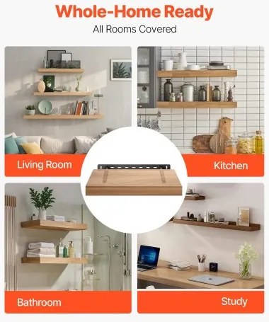 VEVOR 2 Pcs Shelf Brackets 16 inch / 406.4 mm Heavy Duty Floating Shelf Brackets