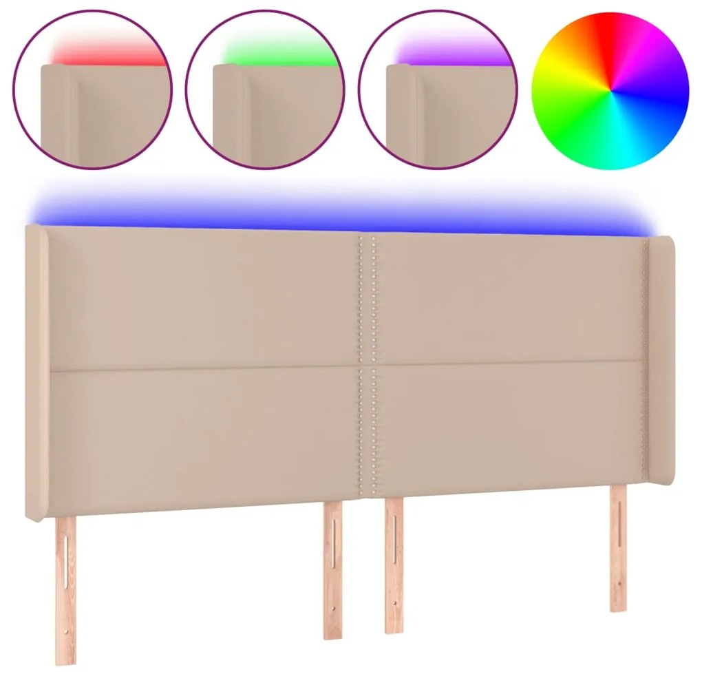 vidaXL Κεφαλάρι Κρεβατιού LED Καπουτσίνο 183x16x118/128 εκ
