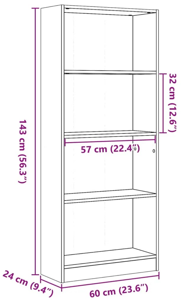 ΒΙΒΛΙΟΘΗΚΗ ΚΑΠΝΙΣΤΗ ΔΡΥΣ 60X24X143 ΕΚ. ΑΠΟ ΕΠΕΞΕΡΓΑΣΜΕΝΟ ΞΥΛΟ 857816