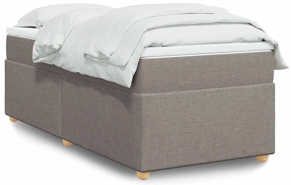 vidaXL Κρεβάτι Boxspring με Στρώμα Taupe 90x200 εκ. Υφασμάτινο