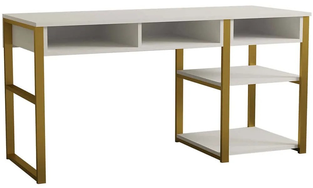 Γραφείο Emro 835PUQ6276 150x58,4x75,8cm White-Gold