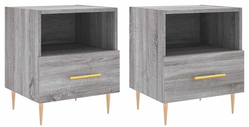 vidaXL Κομοδίνα 2 τεμ. Γκρι Sonoma 40 x 35 x 47,5 εκ. Επεξεργ. Ξύλο