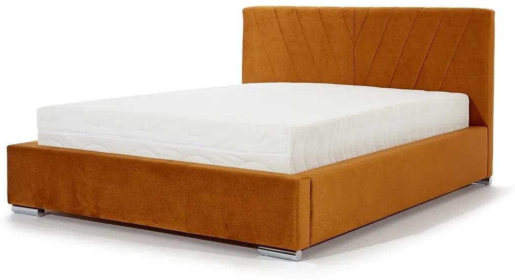 Μονό Κρεβάτι Catalia, με αποθηκευτικό χώρο, πορτοκαλί με ασημί πόδια 160x105x220cm-BOG8745