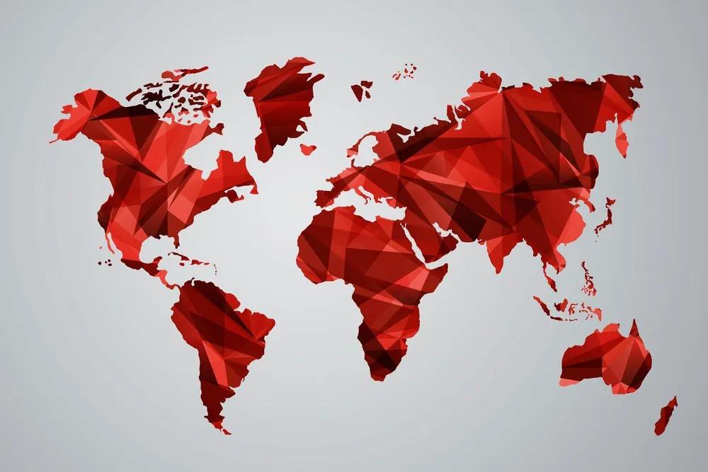 Εικόνα στον παγκόσμιο χάρτη φελλού σε διανυσματικό γραφικό σχέδιο με κόκκινο χρώμα - 90x60