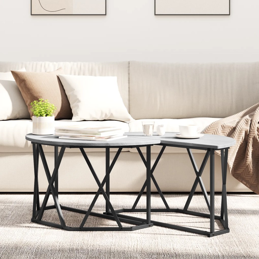 vidaXL Γκρι Sonoma Τραπέζι Σαλονιού 80x80x42 εκ. Κατασκευασμένο από Επικαλυμμένο Ξύλο