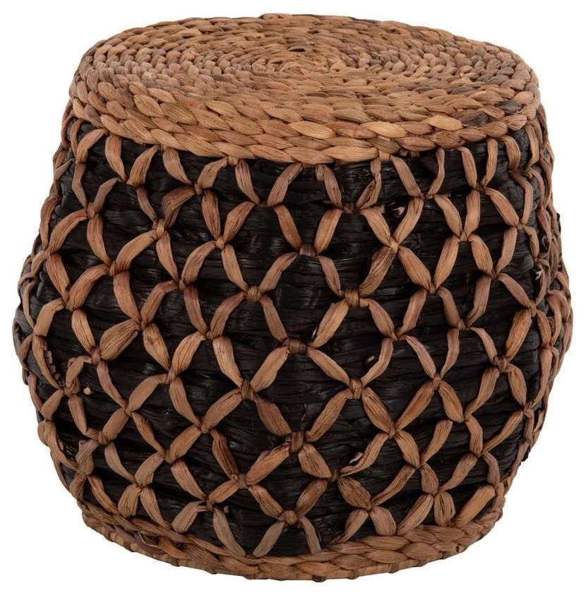 Σκαμπό Teofilo HM7869 Φ43x38cm Ψάθα Υδρουακίνθου Natural-Black Hydrohyacinth
