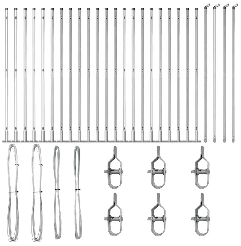 vidaXL Στύλος Περιφράξεων 26 pcs Ασημί 3.2 x 3.2 x 140 εκ Ατσάλι