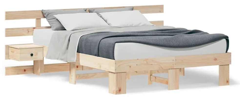 vidaXL Σκελετός Κρεβατιού με συρτάρι Καφέ 140 x 190 cm