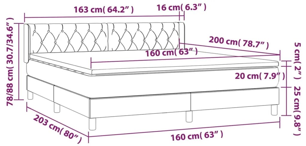 ΚΡΕΒΑΤΙ BOXSPRING ΜΕ ΣΤΡΩΜΑ ΜΑΥΡΟ 160X200 ΕΚ. ΥΦΑΣΜΑΤΙΝΟ 3130523