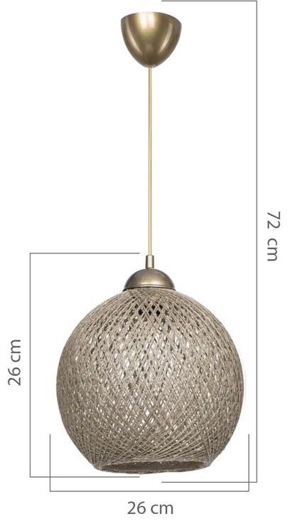 Φωτιστικό οροφής μονόφωτο Leshia pakoworld Ε27 καφέ Φ26x26εκ