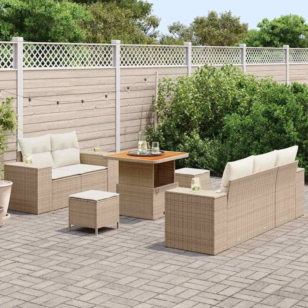 vidaXL Σετ Καναπέ Κήπου 8 pcs Μπεζ συνθετικό ρατάν