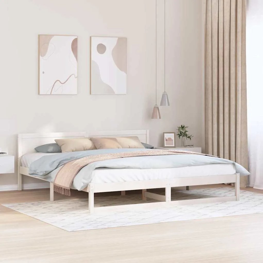 vidaXL Σκελετός Κρεβατιού Λευκό 200 x 200 cm Μασίφ ξύλο πεύκου