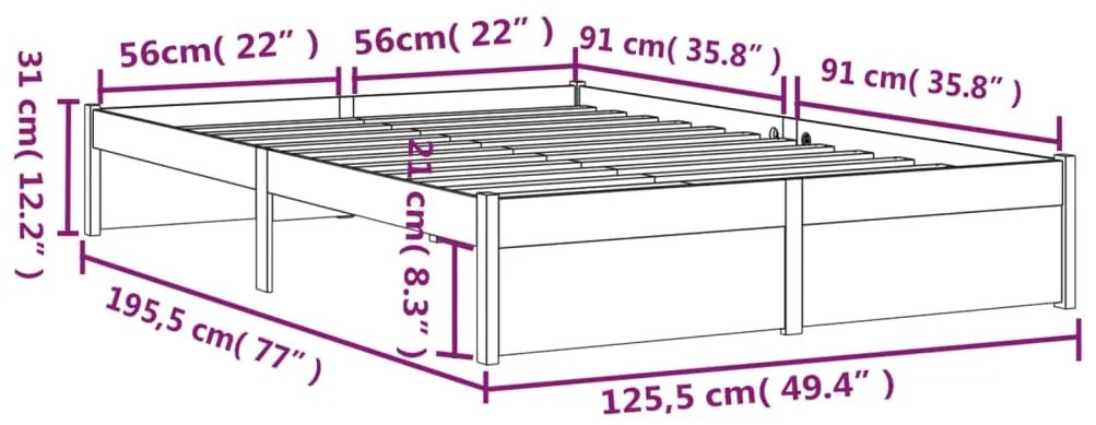 Πλαίσιο Κρεβατιού Λευκό 120x190 εκ. Μασίφ Ξύλο Small Double - Λευκό