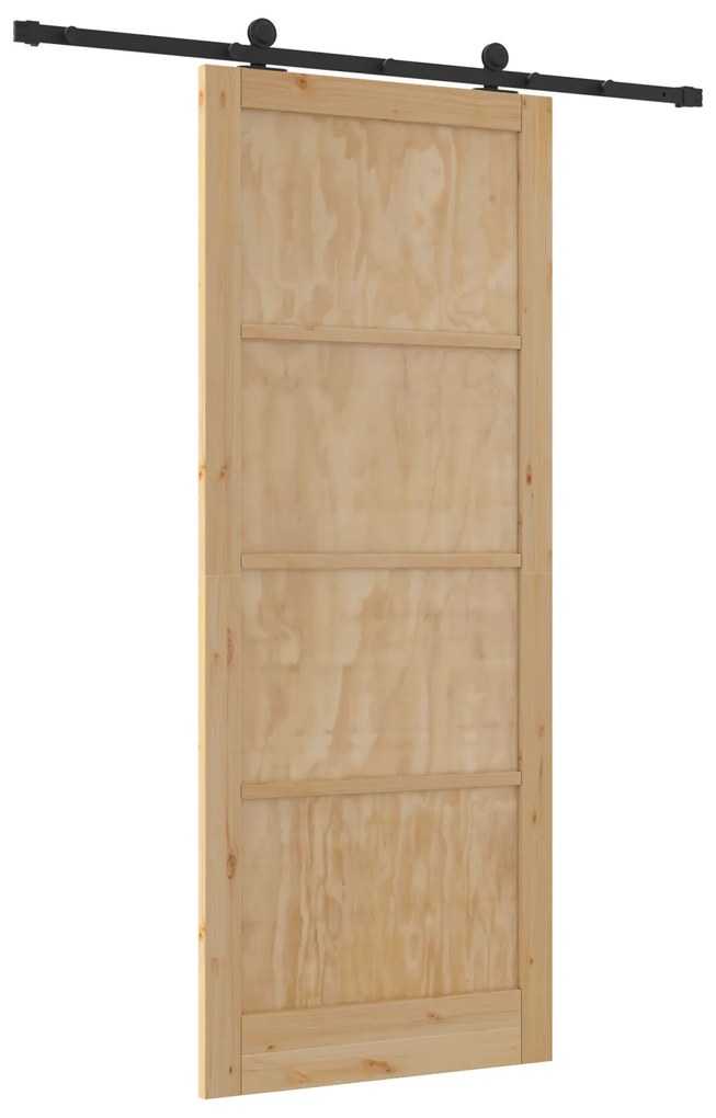 vidaXL Συρόμενη Πόρτα με Σετ Εξαρτημάτων 93x232 cm Μασίφ Ξύλο Πεύκου