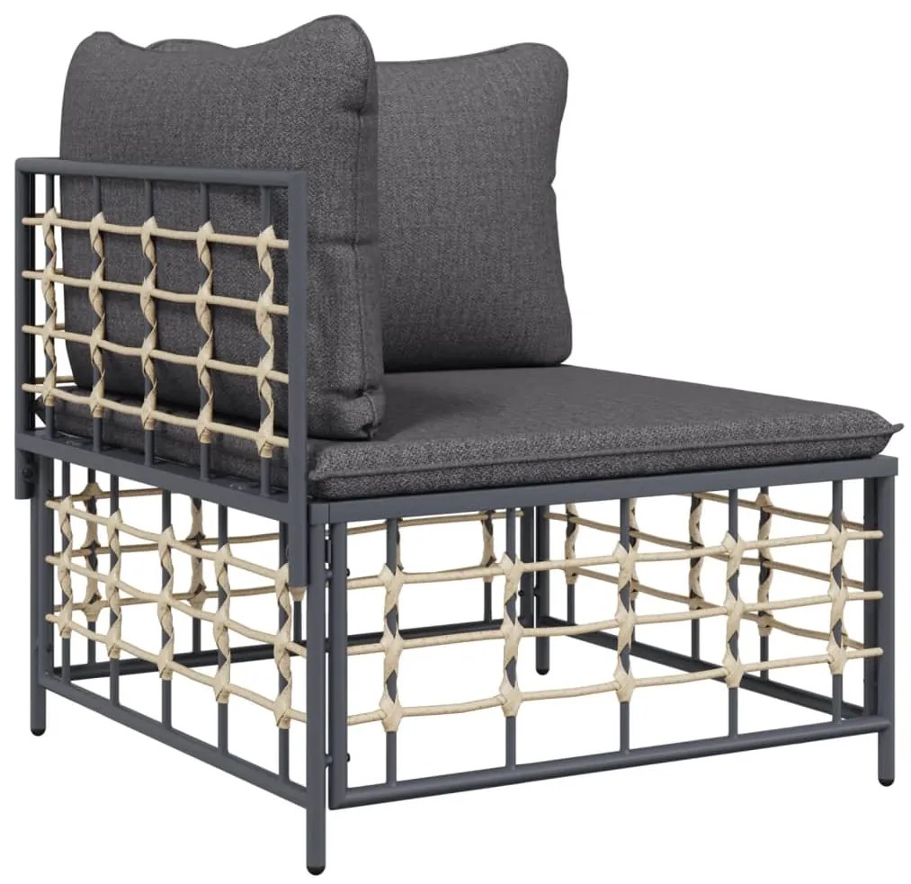 vidaXL Σαλόνι Κήπου Σετ 5 Τεμαχίων Ανθρακί Συνθετικό Ρατάν &amp; Μαξιλάρια