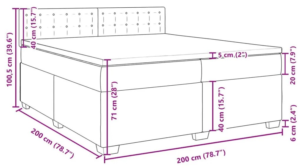 Κρεβάτι Boxspring με Στρώμα Μαύρο 200x200 εκ. Συνθετικό Δέρμα - Μαύρο