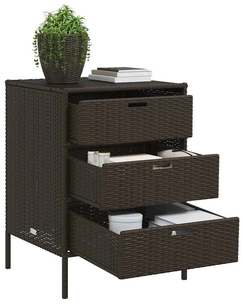 vidaXL Ντουλάπι Αποθήκευσης Κήπου Καφέ 55x59x80 εκ. Συνθετικό Ρατάν
