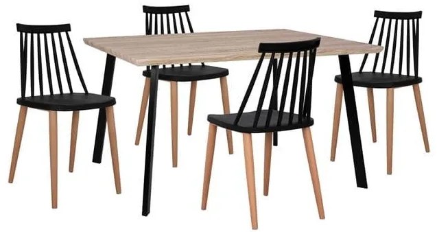 Τραπεζαρίας Σετ 5Τμχ Black HM11037 Four Seater