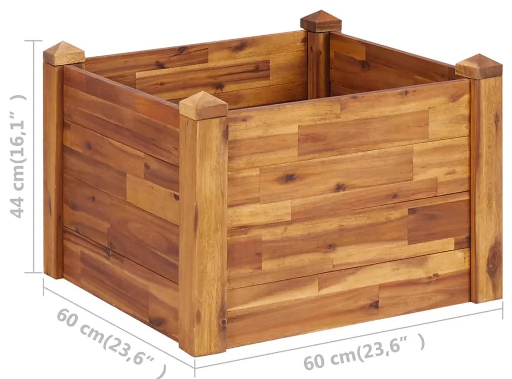 vidaXL Ζαρντινιέρα Υπερυψωμένη 60 x 60 x 44 εκ. από Μασίφ Ξύλο Ακακίας