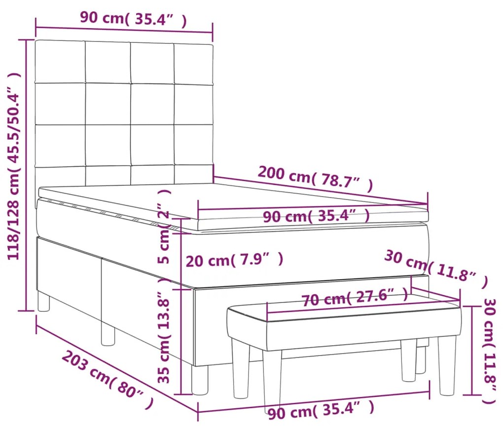 ΚΡΕΒΑΤΙ BOXSPRING ΜΕ ΣΤΡΩΜΑ ΣΚΟΥΡΟ ΜΠΛΕ 90X200 ΕΚ. ΒΕΛΟΥΔΙΝΟ 3137825