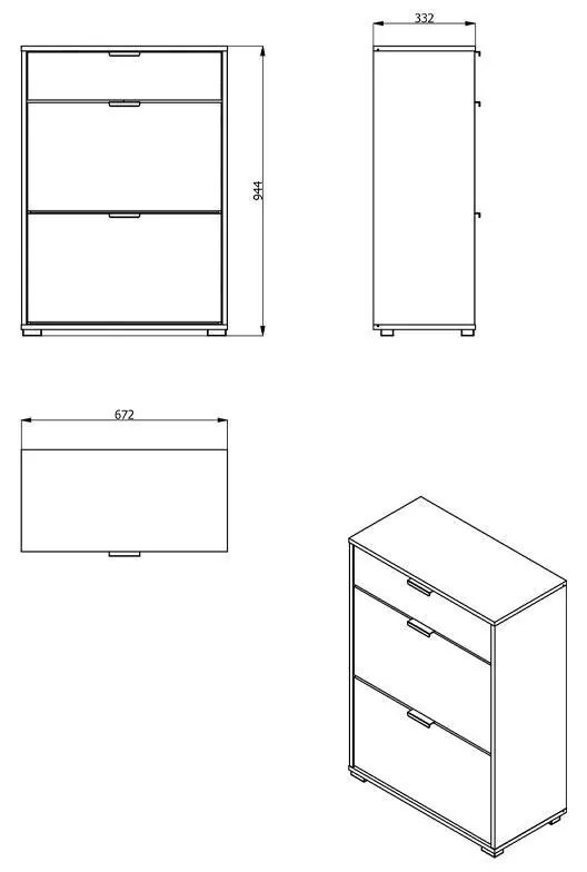 Παπουτσοθήκη Arco 2 Γκρί Δρύς 102x33x94,5 εκ. 102x33x94.5 εκ.