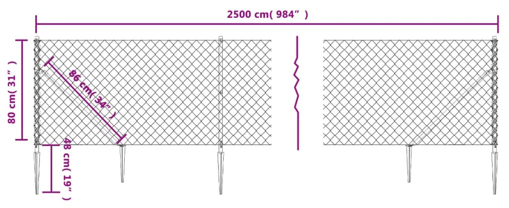 Συρματόπλεγμα Περίφραξης Πράσινο 0,8 x 25 μ. με Καρφωτές Βάσεις - Πράσινο