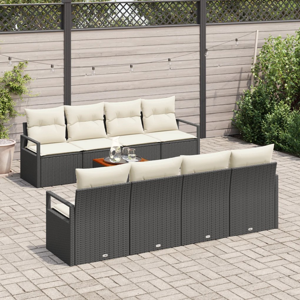 vidaXL Σετ Καναπέ Κήπου 9 pcs Μαύρος, λευκός Large