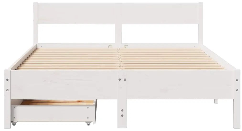 vidaXL Σκελετός Κρεβ. Χωρίς Στρώμα Λευκό 135x190 εκ Μασίφ Πεύκο