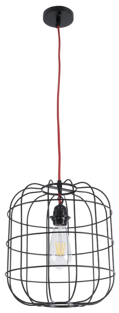 GloboStar PARROT 01099 Μοντέρνο Industrial Κρεμαστό Φωτιστικό Οροφής Μονόφωτο 1 x E27 AC220-240V - Φ28 x Υ30cm - Μαύρο Μεταλλικό Πλέγμα - 5 Χρόνια Εγγύηση - 01099