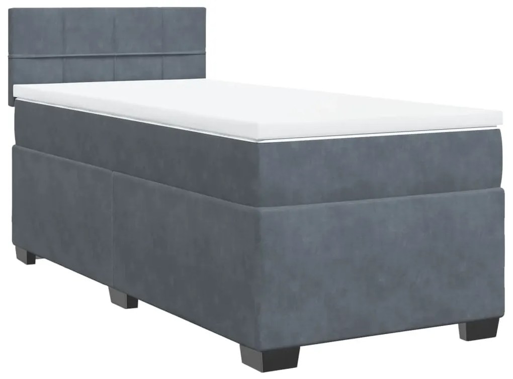 ΚΡΕΒΑΤΙ BOXSPRING ΜΕ ΣΤΡΩΜΑ ΣΚΟΥΡΟ ΓΚΡΙ SINGLE ΒΕΛΟΥΔΙΝΟ 3288770