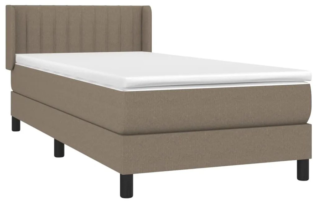 Κρεβάτι Boxspring με Στρώμα Taupe 90x200 εκ. Υφασμάτινο - Μπεζ-Γκρι