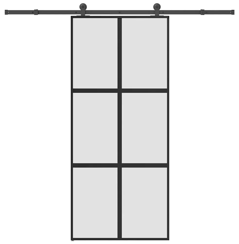 vidaXL Συρόμενη πόρτα με σετ υλικού 90x205 cm από γυαλί&Αλουμίνιο