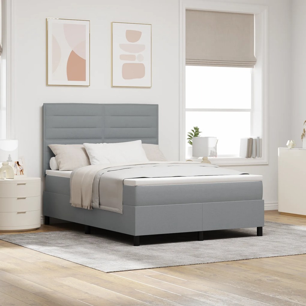 vidaXL Κρεβάτι Box Spring με Στρώμα Ανοιχτό Γκρι 160x200 cm Υφάσματος