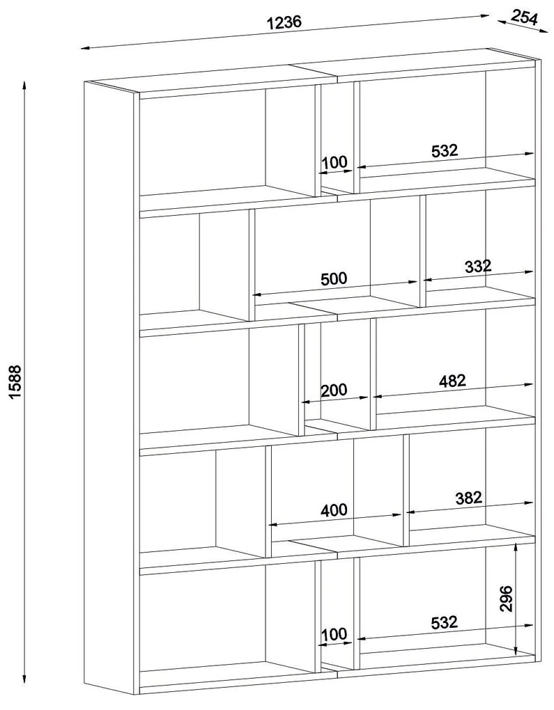 Βιβλιοθήκη ArteLibre Idra Ανοιχτό Καφέ/Σκούρο Καφέ 124x26x159cm