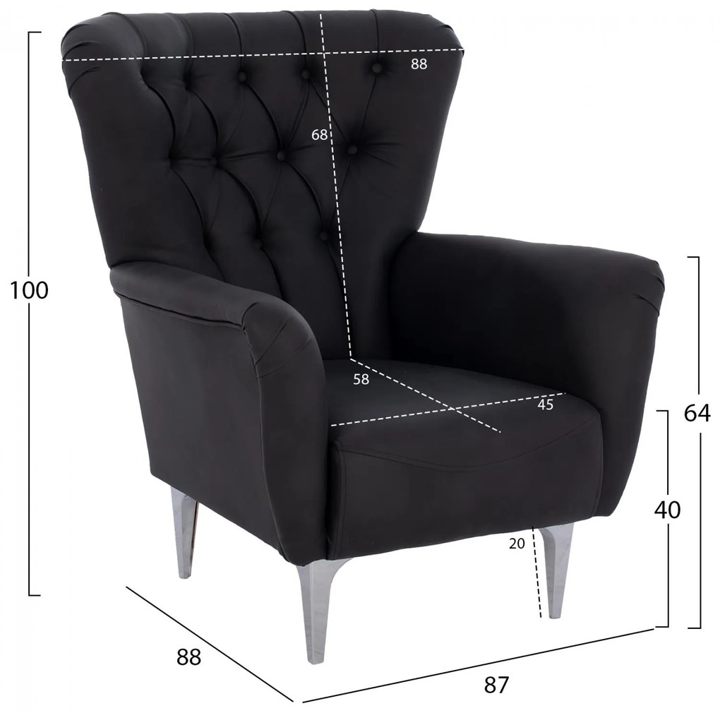 ΠΟΛΥΘΡΟΝΑ ΜΠΕΡΖΕΡΑ Τ. CHESTERFIELD ΣΕ ΧΡΩΜΑ ΜΑΥΡΟ 87x88x100 εκ. 87x88x100 εκ.