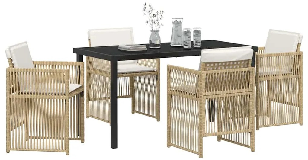 vidaXL Σέτ φαγητού για κήπο 5 pcs Μπεζ Χάλυβας με επίστρωση πούδρας