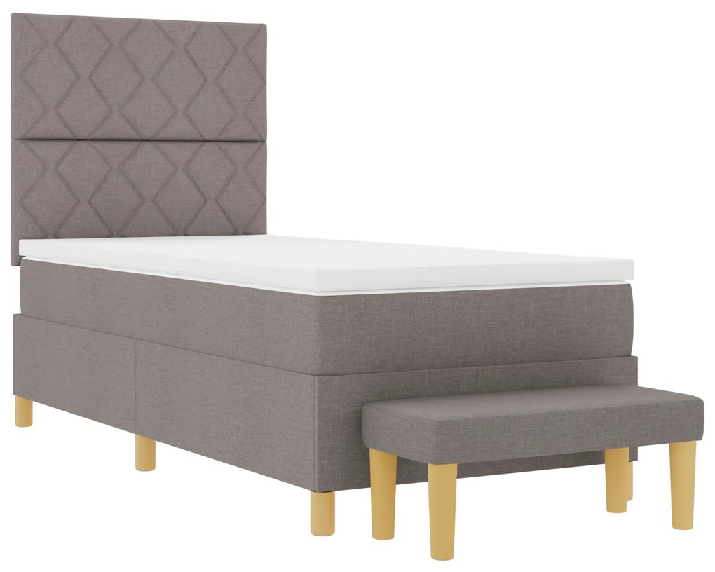 vidaXL Κρεβάτι Box Spring με Στρώμα & Πάγκο Ταμπά 90x200 cm Ύφασμα