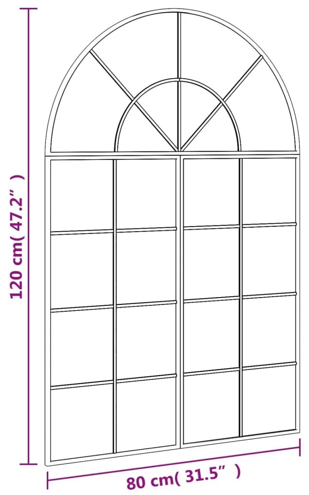 Καθρέφτης Τοίχου Αψίδα Μαύρος 80 x 120 εκ. από Σίδερο - Μαύρο