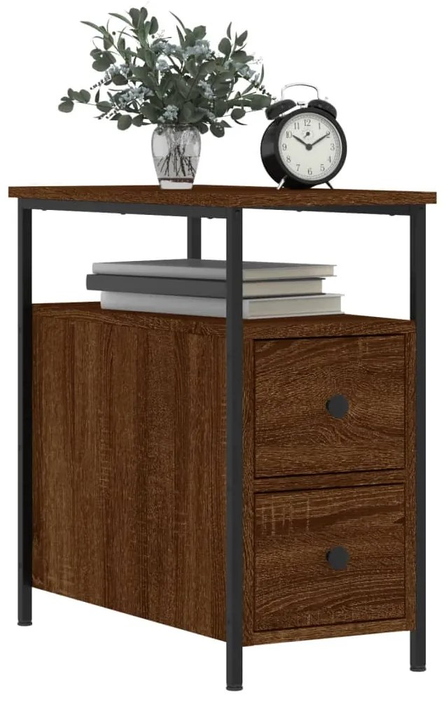 vidaXL Κομοδίνο Καφέ Δρυς 30 x 60 x 60 εκ. από Επεξεργασμένο Ξύλο