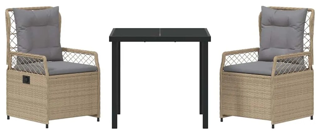 vidaXL Σέτ φαγητού για κήπο 3 pcs Μπέζ και Ανοιχτό Γκρι