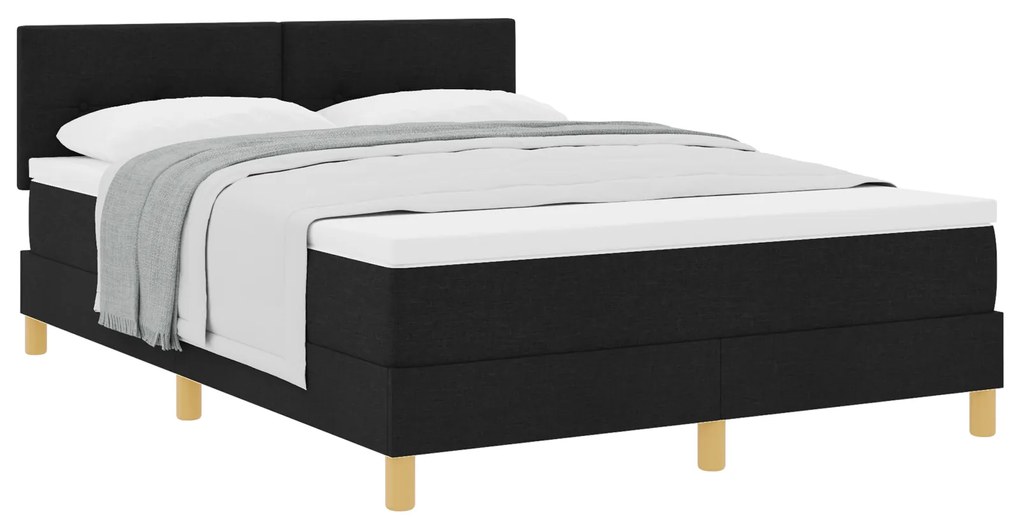 vidaXL Κρεβάτι με Βάση με Στρώμα Μαύρο 140x200 εκ. Ύφασμα