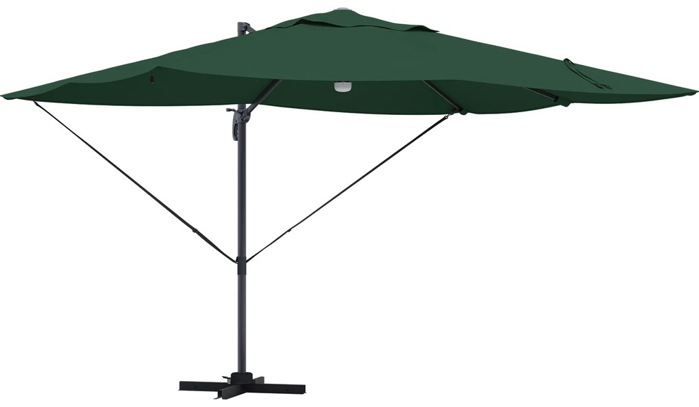 vidaXL Cantilever Roma Παράσολα με LEDs, Πράσινο, 352x251x265 εκ, Αλουμίνιο