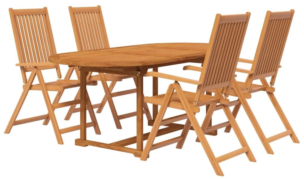 vidaXL Σετ Τραπεζαρίας Κήπου 5 Τεμαχίων από Μασίφ Ξύλο Ακακίας 120-170 εκ.