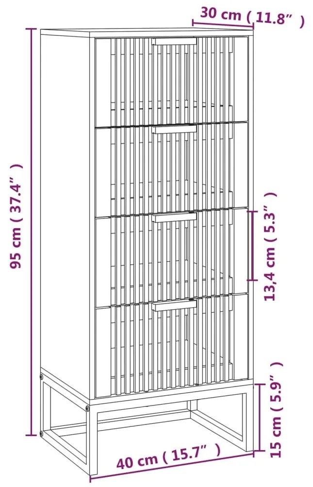 vidaXL Συρταριέρα 40 x 30 x 95 εκ. από Επεξεργασμένο Ξύλο