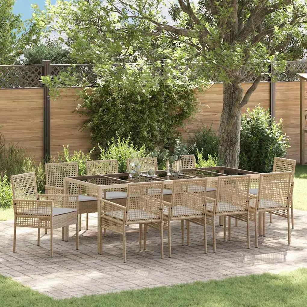 vidaXL Σετ Τραπεζαρίας Κήπου 11 pcs Μπεζ 250 x 100 x 75 cm