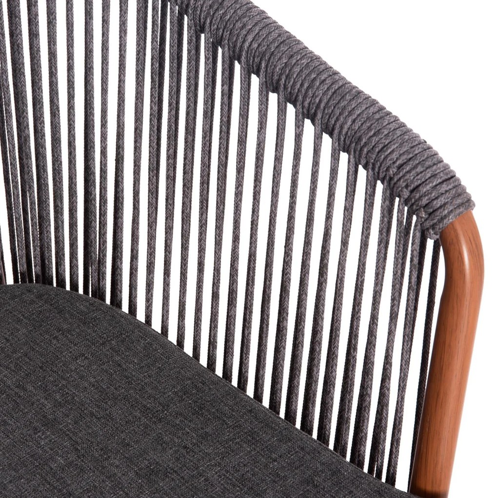 Καρέκλα - Πολυθρόνα HARRIET C5548.11 Αλουμίνιο Καφέ με Σχοινί Γκρί 60x62x80,5Υ εκ. 4αδα 60x62x80.5 εκ.