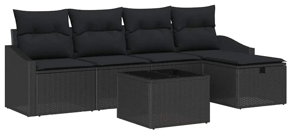 vidaXL Σετ Καναπέ Κήπου με μαξιλάρι 6 pcs Μαύρο Πολυ ράταν