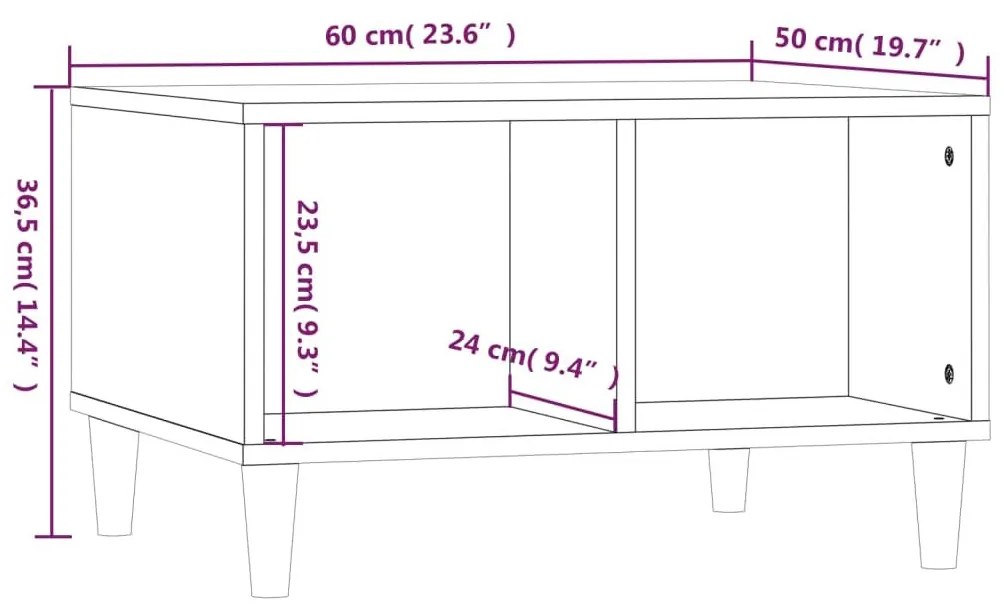 Τραπεζάκι Σαλονιού Καπνιστή Δρυς 60x50x36,5εκ. Επεξεργασμ. Ξύλο - Καφέ